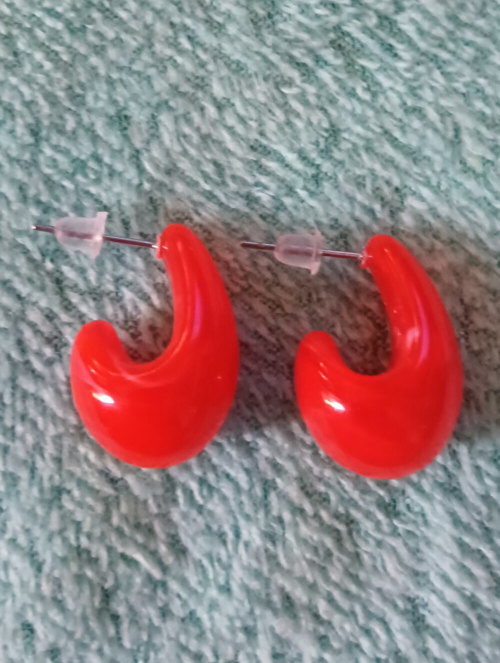 Red Crescent Hoop Earrings - Women Jewelry
